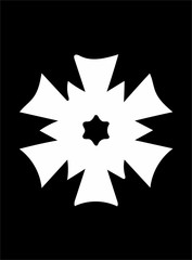 Ornate abstract white symbol on black background