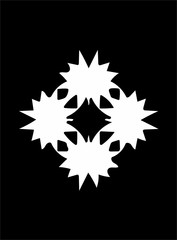 Ornate abstract white symbol on black background