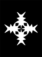 Ornate abstract white symbol on black background