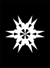 Ornate abstract white symbol on black background