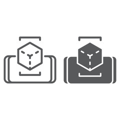 Augmented reality line and glyph icon, digital and game, virtual reality sign, vector graphics, a linear pattern on a white background.