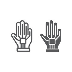 Obraz premium VR glove line and glyph icon, virtual and technology, wired gloves sign, vector graphics, a linear pattern on a white background.