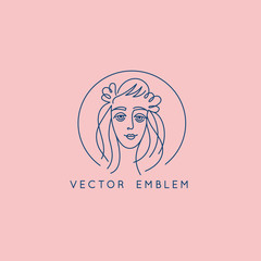 Vector abstract logo design template in trendy linear minimal style, emblem for beauty studio