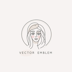 Vector abstract logo design template in trendy linear minimal style, emblem for beauty studio