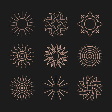 Vector set of abstract logo designs - sun and summer symbols
