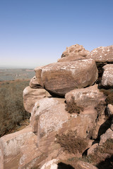 Fototapeta na wymiar Brimham Rocks, in North Yorkshire, in April 2019