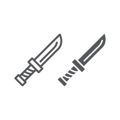 Knife line and glyph icon, sharp and cut, tool sign, vector graphics, a linear pattern on a white background.