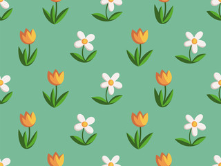 Obraz premium Seamless pattern of flowers. Vector illustration of flowers.