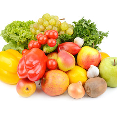 Fruits and vegetable isolated on white background.