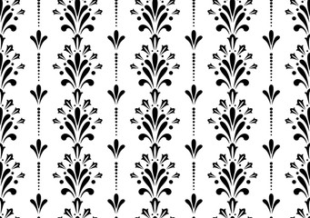 Flower geometric pattern. Seamless vector background. White and black ornament. Ornament for fabric, wallpaper, packaging. Decorative print