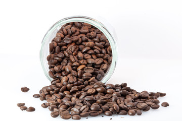 Brown coffee on a bilingual background