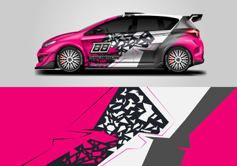 Car wrap livery decal vector , supercar, rally, drift . Graphic abstract stripe racing background . Eps 10 