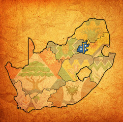 Gauteng region on administration map of south africa