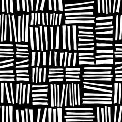 Monochrome hand drawn blocks seamless vector abstract background black and white