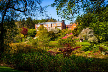 Fototapeta na wymiar Beautiful view of feature in Hodnet Hall Gardens in Hodnet