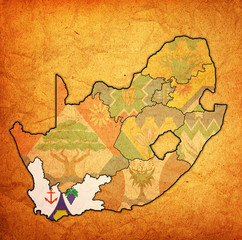 Western cape region on administration map of south africa
