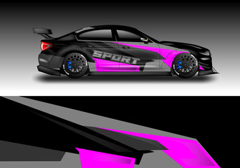 Wrap livery decal car vector , supercar, rally, drift . Graphic abstract stripe racing background . Eps 10
