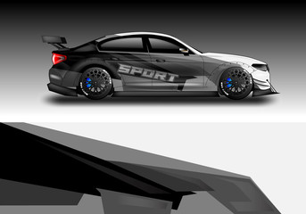 Wrap livery decal car vector , supercar, rally, drift . Graphic abstract stripe racing background . Eps 10
