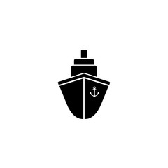 Ship icon flat. Black pictogram on grey background. Vector illustration symbol