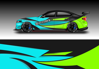 Wrap livery decal car vector , supercar, rally, drift . Graphic abstract stripe racing background . Eps 10