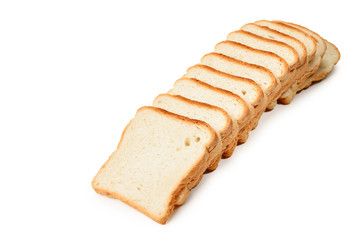 Bread slices isolated on white background.