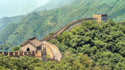 The majestic Great Wall in a lush green environment, Beijing, China