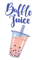 Bubble Tea or Milk Cocktail. Glass of drink. Vector illustration