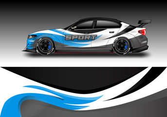Wrap livery decal car vector , supercar, rally, drift . Graphic abstract stripe racing background . Eps 10