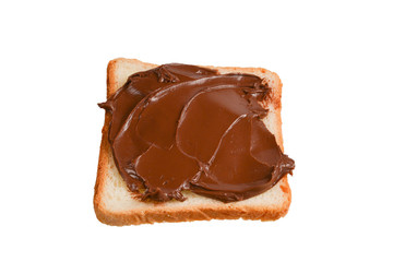 Сhocolate paste sandwich isolated on white background.