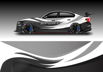 Obraz na płótnie Canvas Wrap livery decal car vector , supercar, rally, drift . Graphic abstract stripe racing background . Eps 10
