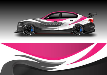Wrap livery decal car vector , supercar, rally, drift . Graphic abstract stripe racing background . Eps 10