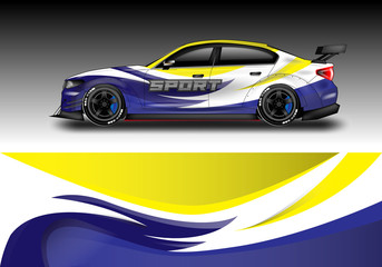 Wrap livery decal car vector , supercar, rally, drift . Graphic abstract stripe racing background . Eps 10