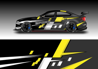 Wrap livery decal car vector , supercar, rally, drift . Graphic abstract stripe racing background . Eps 10