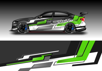 Wrap livery decal car vector , supercar, rally, drift . Graphic abstract stripe racing background . Eps 10