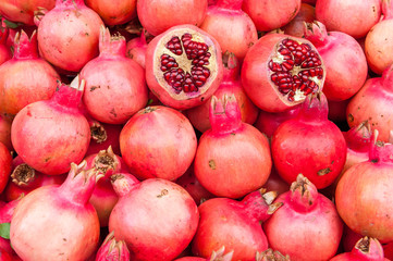 Pomegranates sold at shuk hacarmel market, Tel Aviv, Israel