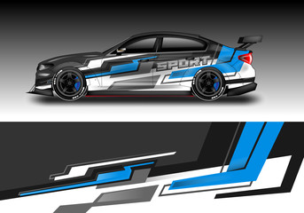 Obraz premium Wrap livery decal car vector , supercar, rally, drift . Graphic abstract stripe racing background . Eps 10