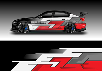 Car wrap designs vector . Background graphic . File ready to print and editable . Eps 10