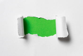 Torn paper with space for text on green background