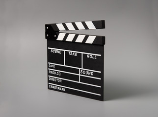 Clapper for movie Photo taken on gray background