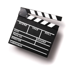 Clapper for movie Photo taken on white background