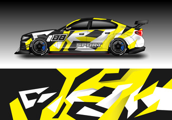 Car wrap designs vector . Background graphic . File ready to print and editable . Eps 10