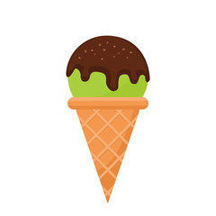 Ice cream cone in bright cartoon style on a white background