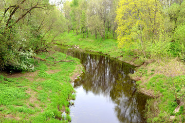 Obraz premium River Cow in the spring afternoon. Rybinsk, Yaroslavl region