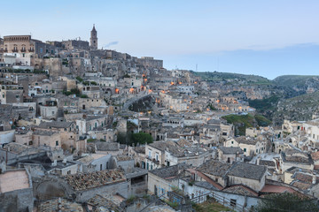Obraz premium Sassi of Matera at night.