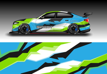 Livery decal car vector , supercar, rally, drift . Graphic abstract stripe racing background . File ready to print and editable .