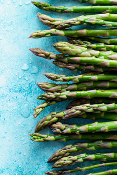 Close up of fresh asparagus stalks