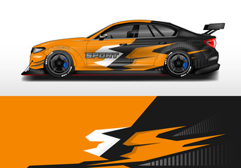 Fototapeta na wymiar Livery decal car vector , supercar, rally, drift . Graphic abstract stripe racing background . File ready to print and editable .