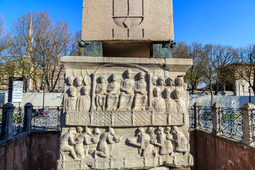 Egyptian obelisk in Istanbul. Ancient Egyptian obelisk of Pharaoh Tutmoses in Hippodrome square of...