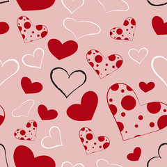 pattern with hearts black and white