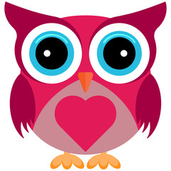 Vector illustration of a Cute owl with heart